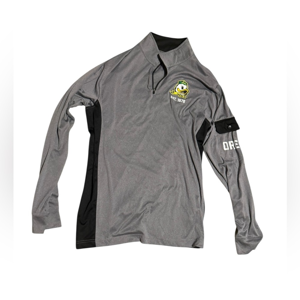 Oregon Ducks Gray Long Sleeve Quarter-Zip Shirt